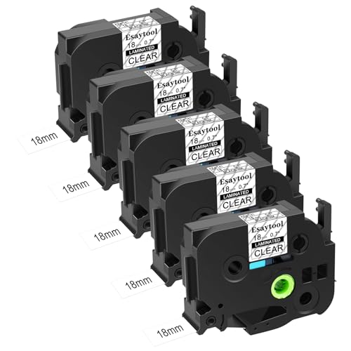 5 X Compatible with P-Touch TZe-141 AZE-141 TZ-141 Black on Clear 18mm 0.7'' Laminated Label Tape Replacement for Ptouch PT-1300 PT-2030 PT-300 PT-D400AD PT-E550W PT-P950NW Label Maker - color: Black on Clear, size: 18mm