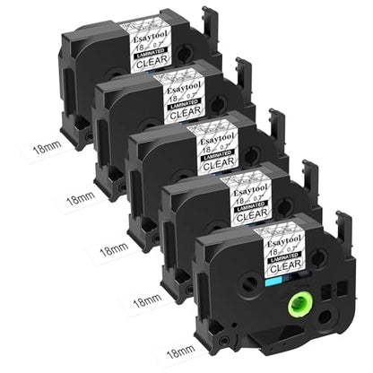 5 X Compatible with P-Touch TZe-141 AZE-141 TZ-141 Black on Clear 18mm 0.7'' Laminated Label Tape Replacement for Ptouch PT-1300 PT-2030 PT-300 PT-D400AD PT-E550W PT-P950NW Label Maker - color: Black on Clear, size: 18mm
