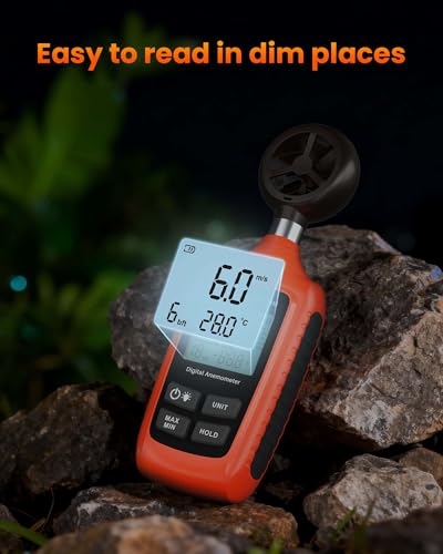 Anemometer with Backlit for HVAC, Drone, Sailing, Outdoor Activities - color: Orange