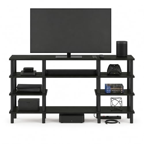 Furinno Turn-N-Tube 4-Tier Multipurpose Wide Shelf TV Stand, Espresso/Black - color: Espresso/Black, style: 4 Tiers, 55 Inch