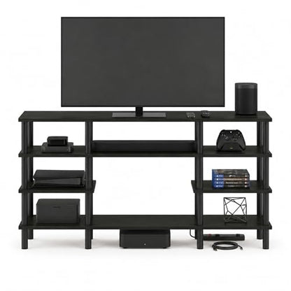 Furinno Turn-N-Tube 4-Tier Multipurpose Wide Shelf TV Stand, Espresso/Black - color: Espresso/Black, style: 4 Tiers, 55 Inch