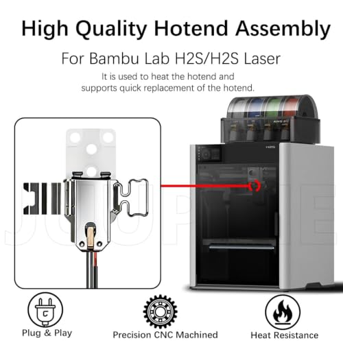 for Bambu Lab H2S Hotend Heating Assembly,Replacement Heater Unit with Thermal Insulation Pad, Ceramic Zirconia Base, Temp Resistant Up to 2300℃,Plug and Play – H2S Hotend Repair Part - color: for Bambu H2S