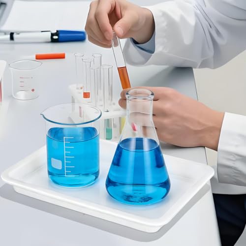 GLEAVI Lab Trays Plastic, 8 Pack Acid and Alkali Resistant Chemical Reagent Containment Pan, Leak-Proof Lab Storage Basin for Classroom Science Experiments, 9.7 x 7.3 Inch - size: 24.60X18.50X2.70CM (Pack of 2)