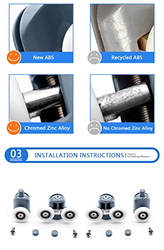 8 Pcs Top/Bottom Shower Door Rollers/Runners/Pulleys/Wheels Bathroom Replacement Parts 23mm Diameter (23mm)