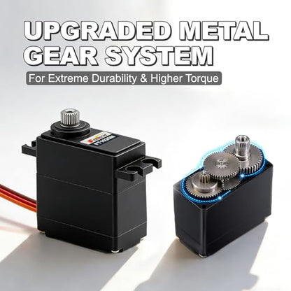 7.4V 10.5KG Metal Gear Digital Servo Motor, High Torque 180 Degree RC Servo for TRX4M, SCX24, 1/10 Scale Cars, Robotics, Boats & Planes, Upgraded Metal Gear System - size: 7.4V 10.5KG-180°