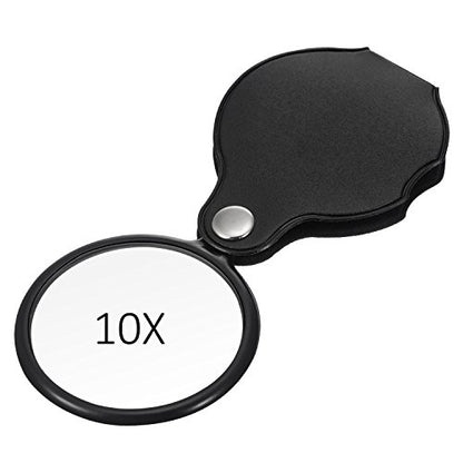 HESTYA 4 Pcs 10x Mini Magnifying Glass Folding Pocket Magnifier Glass Loupe