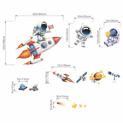 Astronaut Wall Decals - Outer Space Planets Rocket Boys Wall Stickers - Baby Nursery Kids Room Daycare Playroom Wall Decor - color: Astronaut Rocket