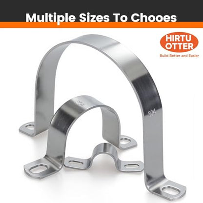 6 PCS 2-3/8 Inch, 304 Stainless Steel Thickened Pipe Clamps, Heavy-Duty Two Hole U-Bracket Conduit Clips for HVAC, Electrical, Plumbing, Secures Rigid Pipe/Tube on Wood/Metal/Concrete (60mm) - size: 2-3/8" (60mm)
