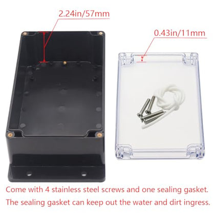 Junction Box IP65 Waterproof ABS Plastic Electrical Project Case Power Junction Boxes, Clear Cover Project Box with Fixed Ear 7.87 x4.72 x2.95 inch (200x120x75 mm) - color: Clear, size: 7.87"x4.72"x2.95"