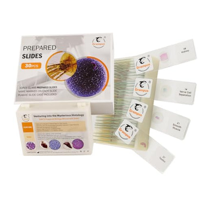 30 Prepared Microscope Slides with Specimens for Kids Students - Histology, for Biological Science Lab, Children's Science Education, Homeschooling Use - style: 30PCS Histology