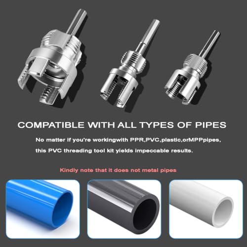 3PCS PVC Pipe Threader Kit for Drill - style: 3