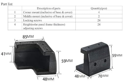 Sunway Solar Solar Panel Mounting Brackets Corner Mount Kits for Framed Solar Panels,Installation On RV Caravan Boats Camper Trailer Marine Motorhome House Roof, Compatible with Renogy Solar Panel
