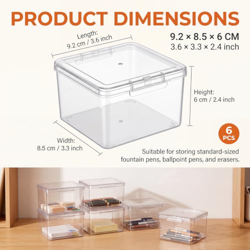 Jetec 6 Pieces Small Clear Plastic Storage Box, 3.6 x 3.3 x 2.4 Inch - size: 3.6 x 3.3 x 2.4 Inch