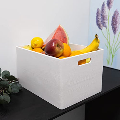 Creative Deco XXL White Wooden Crate Nesting Crate Handles - color: White, size: XXL