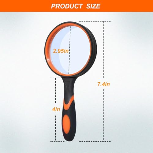 Wapodeai 10X Magnifying Glass for Seniors & Kids Set of 2 - color: Orange & Orange
