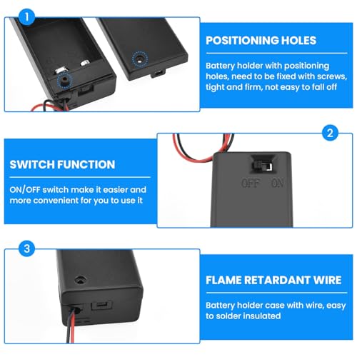 SDTC Tech 9V Battery Holder with Wires 4 Packs - size: 9V