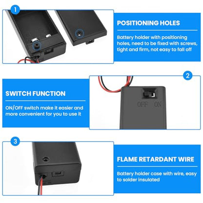 SDTC Tech 9V Battery Holder with Wires 4 Packs - size: 9V