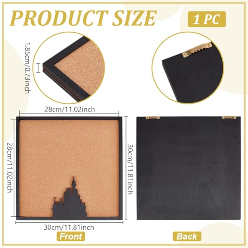 BENECREAT Square Pin Board Cork Board Wall Mounted Cork Board, Bulletin Display Board for Brooch Pin Storage, Office Home and School Decor, 11.8x11.8 inch