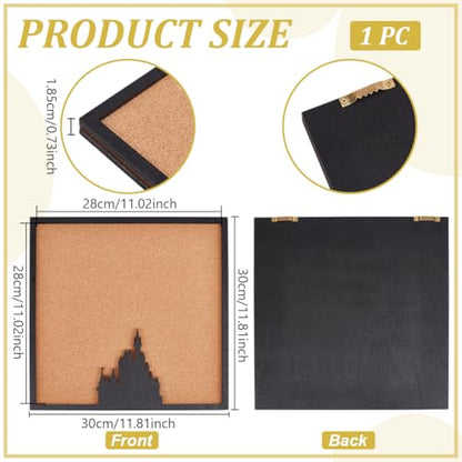 BENECREAT Square Pin Board Cork Board Wall Mounted Cork Board, Bulletin Display Board for Brooch Pin Storage, Office Home and School Decor, 11.8x11.8 inch