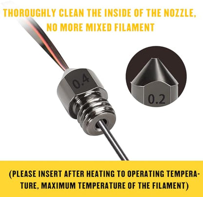 Upgrade 3P - Poke Pin Pusher, 3D Printer Nozzle Cleaning Kit, Zinc Alloy Handle with 3 Pin, Must-Have Cleaner for Printing Extruder, Clearing Filament Clog Tool, Dia 1.6mm by L 210mm No Clog