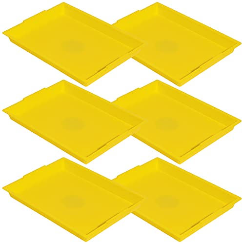 Deflecto Finger Paint Tray for Kids, Plastic Container, Yellow, 16” x 1.8” x 12”, 6 Count - color: Yellow