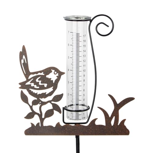Rain Gauge Outdoor,7 Inch Bird Decorative Rain Gauge Outdoor - color: Bird-Glass