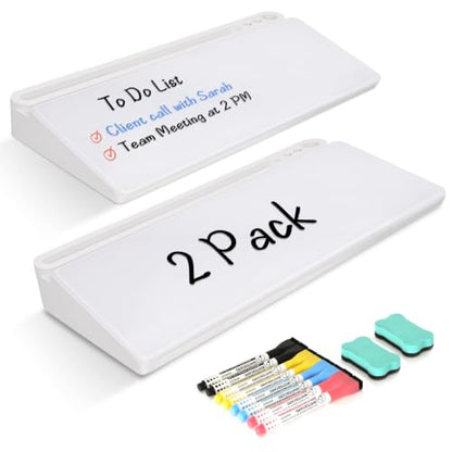 2 Pack Desktop Glass Whiteboard with Storage, Desk Dry Erase White Board - color: Organizer-all White (2-pack)