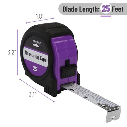 Mr. Pen- Retractable Tape Measure 25 ft, Purple, Easy Read - color: Purple, size: 1 pcs