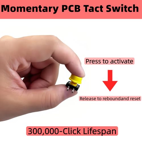 120PCS 12x12x7.3 mm Tact Tactile Push Button Switch Kit, 4 Pin Yellow Momentary SMD PCB Switches Set with 7 Color Arduino Buttons Caps for DIY Electronics Projects, PCB Prototyping - style: Yellow - 120PCS