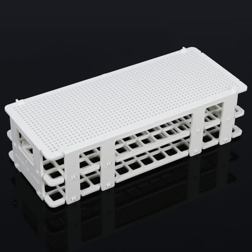 stonylab Test Tube Rack, 0.51 in 90-Place White Plastic Holder Stand Rack, 3-Tier Design and Detachable, for Laboratory Use - size: 13 mm