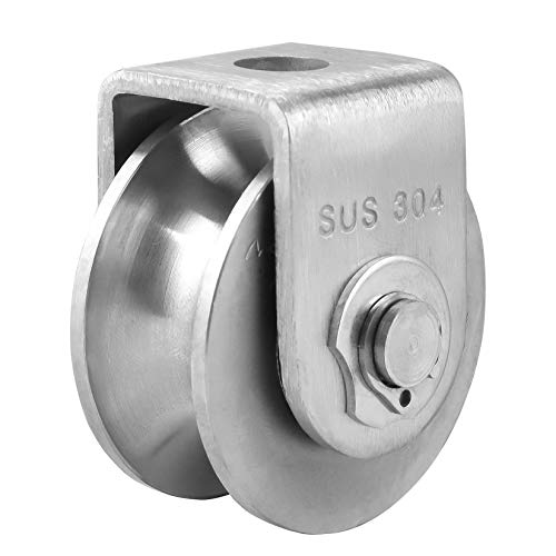 Pulley Block U Type Single Wheel Pulley Block Duplex Bearing 304 Stainless Steel Smooth Loading 880lb/400Kg for Material Handling and Moving - size: U Type Slot Pulleys 2.125in