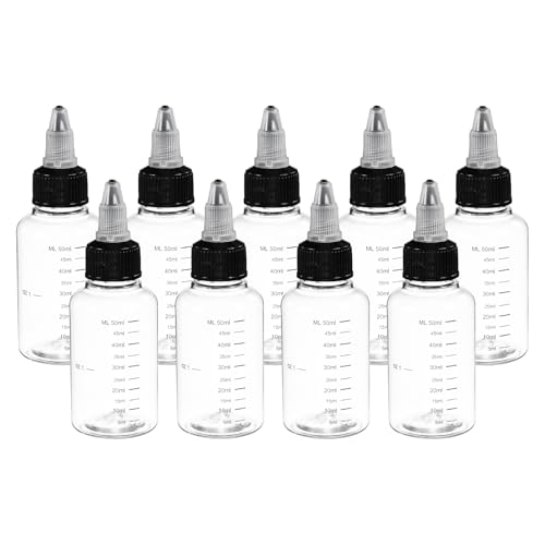 PATIKIL 50ml 2oz,9 Pcs Plastic Squeeze Dispensing Bottles,Transparent,Black - color: Transparent/Black, size: 50ml