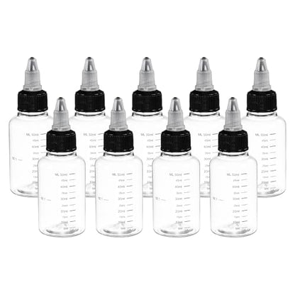 PATIKIL 50ml 2oz,9 Pcs Plastic Squeeze Dispensing Bottles,Transparent,Black - color: Transparent/Black, size: 50ml