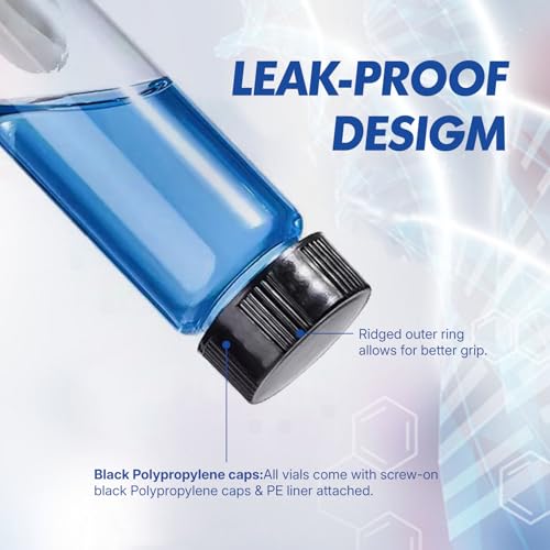 30mL Glass Sample Vial, 24mm Screw Cap with PE Liner, 100-Pack - size: 30ml
