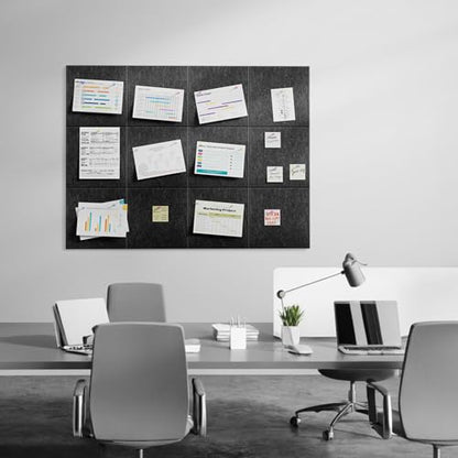 MaxGear Felt Bulletin Board 36" x 24", Dark Gray Felt Wall Tiles Push Pins - color: Dark Gray, size: 36" x 24"
