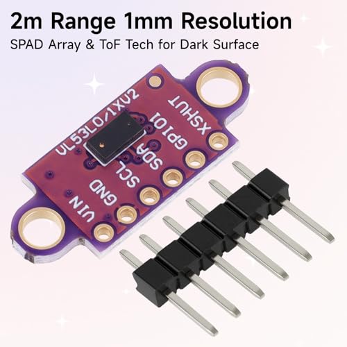 5 Pcs VL53L0X Lidar Sensor 2m Range High Precision Single-Point Distance Sensor GY-VL53L0XV2 Compact Lightweight ToF Module with I2C Interface for Arduino Raspberry Pi Robot IoT Projects Smart Homes - color: Purple