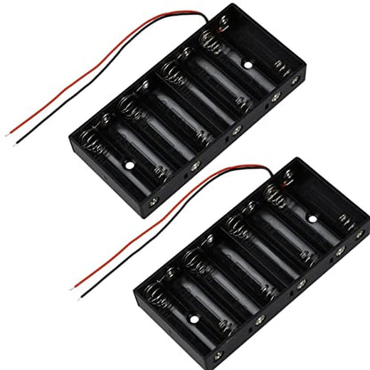 8 AA Battery Case Holder 8 x1.5V, DIY Battery Storage Boxes, AA 8 Bay Battery Holder, 8 Slots in Parallel Black Plastic Batteries Case