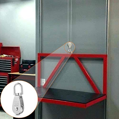 CertBuy 16 Pack M20 Single Pulley Block Loading 200lbs 304 Stainless Steel Swivel Pulley Small Rope Pulleys Hanging Wire Towing Wheel for Wire Rope