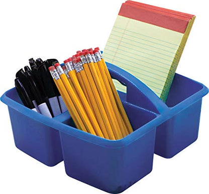 Teacher Created Resources Blue Portable Plastic Storage Caddy 6-Pack for Classrooms, Kids Room, and Office Organization, 3 Compartment