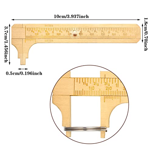 Konohan 2 Pcs Brass Pocket Caliper Double Scale Mini Tool for Jewelry