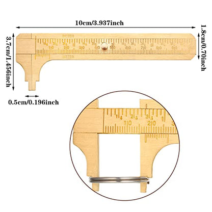 Konohan 2 Pcs Brass Pocket Caliper Double Scale Mini Tool for Jewelry