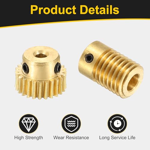 uxcell Worm Gear Set Right Rotation 25T 0.5 Module 1:25 Reduction Rate - size: Gear-3mm, Rod-6mm Bore, style: 0.5M-25T
