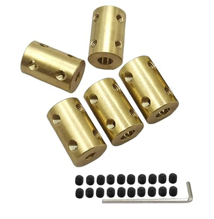 5Pcs 4mm to 6mm Brass Shaft Couplers,Bore Rigid Coupling Set with Screws and Wrench for 3D Printer DIY Encoder Car Model Shaft RC Robot - size: 4mm to 6mm