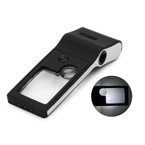3X & 10X & 55X Jewelers Loupe, Pocket Handheld Magnifying Glass with Light