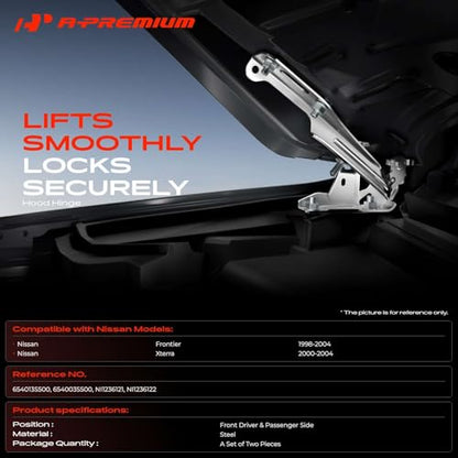 A-Premium Set of 2 Front Driver and Passenger Hood Hinges