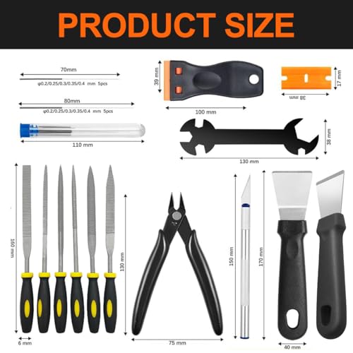 56Pcs 3D Printer Tool Kit & Accessories for All FDM/SLA Printers, Includes Nozzle Cleaning Kit, Scraper, Deburring Tool, Files, Brushes - Complete Starter Kit with Case