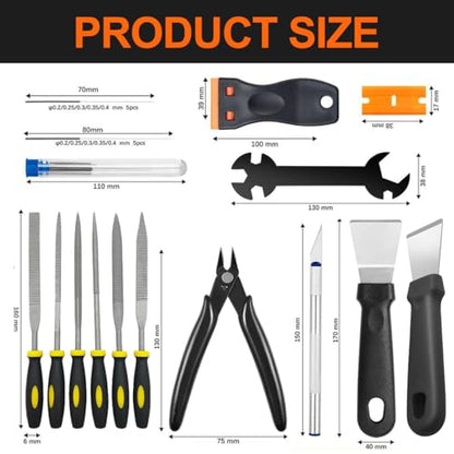 56Pcs 3D Printer Tool Kit & Accessories for All FDM/SLA Printers, Includes Nozzle Cleaning Kit, Scraper, Deburring Tool, Files, Brushes - Complete Starter Kit with Case