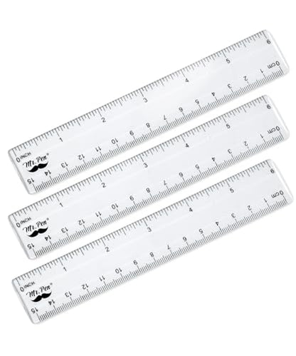 Mr. Pen- Plastic Rulers, 6 Inch, 3 Pack, Easy-to-Read Markings - color: Clear, size: 3 Pack 6 Inch