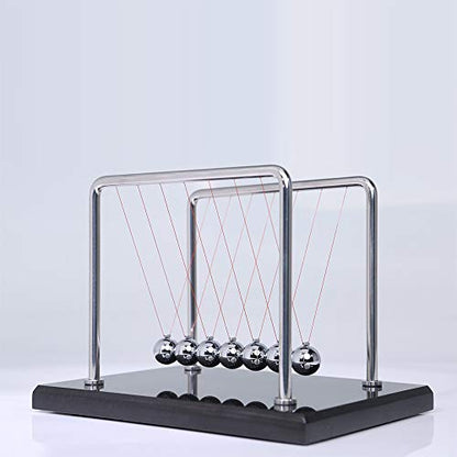 CERROPI Newton Cradle Balance Balls, Newton Pendulum with 7 Balls, Classic Newton Swing Ball, Science Physics Gadget | Desk Toys & Accessories, 70+ Sec Swingtime, Marble Base, Black