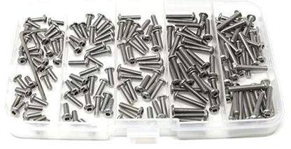 iexcell 125 Pcs M3 x 8/10/12/16/20 Stainless Steel 304 Hex Socket Button Head Cap Screws Bolts Assortment Kit - size: M3 x 8/10/12/16/20mm